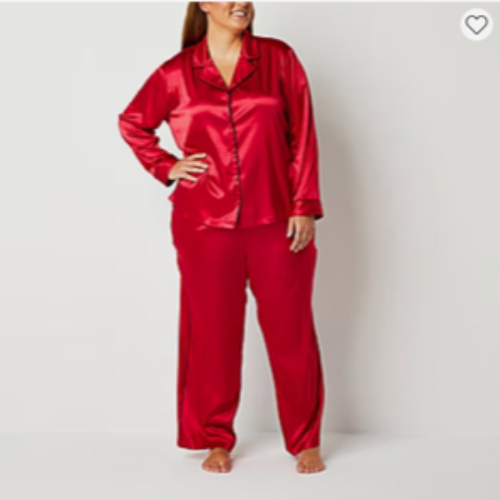 Red Satin Long Sleeve Pajama Set